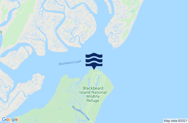 Mapa da tábua de marés em Blackbeard Island, United States