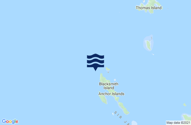 Mapa da tábua de marés em Blacksmith Island, Australia