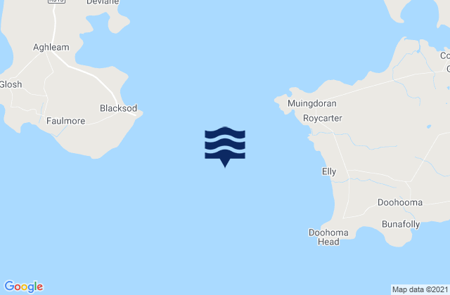 Mapa da tábua de marés em Blacksod Bay, Ireland