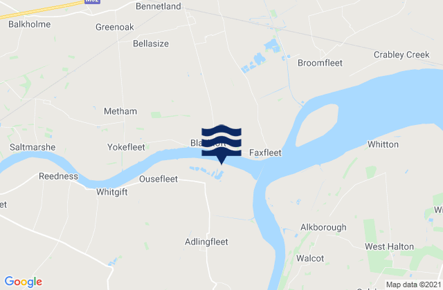 Mapa da tábua de marés em Blacktoft, United Kingdom