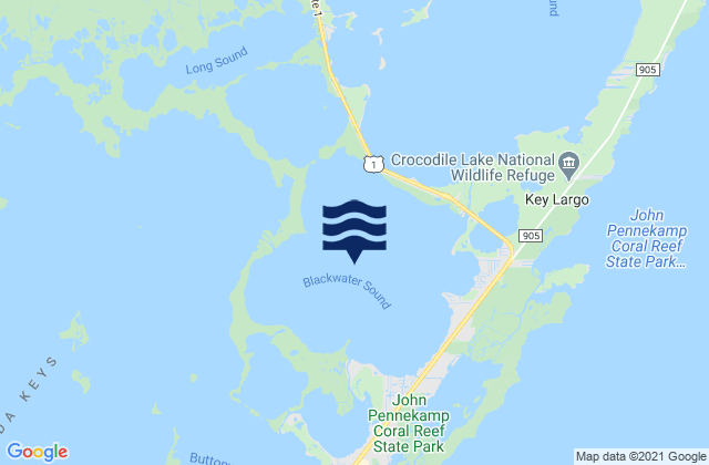 Mapa da tábua de marés em Blackwater Sound, United States