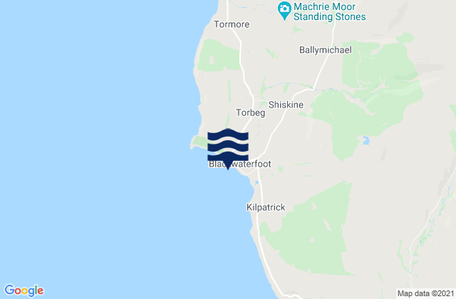 Mapa da tábua de marés em Blackwaterfoot Beach, United Kingdom