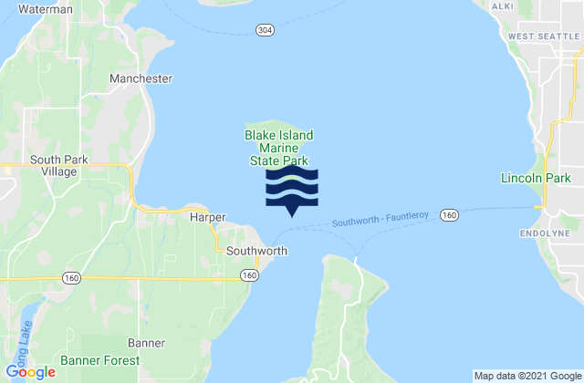 Mapa da tábua de marés em Blake Island S of, United States