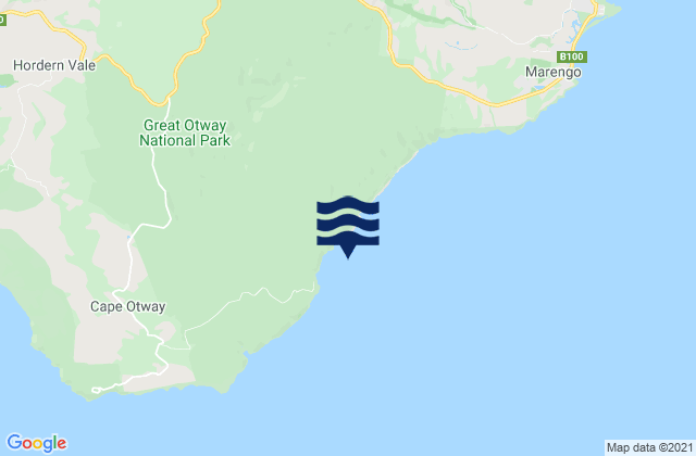 Mapa da tábua de marés em Blanket Bay, Australia