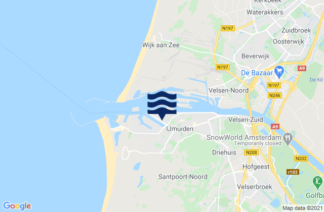 Mapa da tábua de marés em Bloemendaal, Netherlands