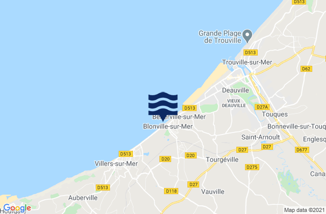 Mapa da tábua de marés em Blonville-sur-Mer, France