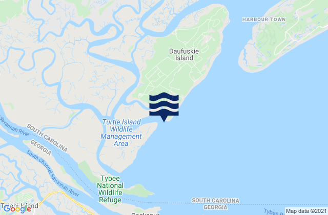 Mapa da tábua de marés em Bloody Point Daufuskie Island, United States
