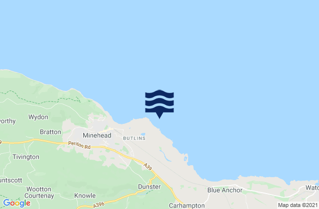 Mapa da tábua de marés em Blue Anchor Bay, United Kingdom