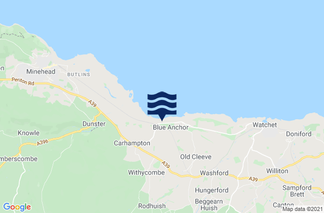 Mapa da tábua de marés em Blue Anchor Beach, United Kingdom