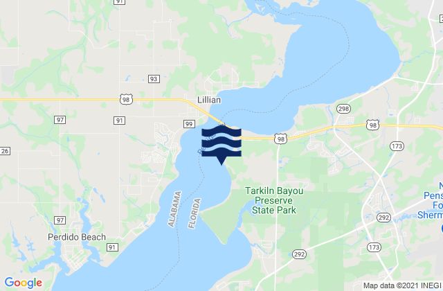 Mapa da tábua de marés em Blue Angels Park, United States