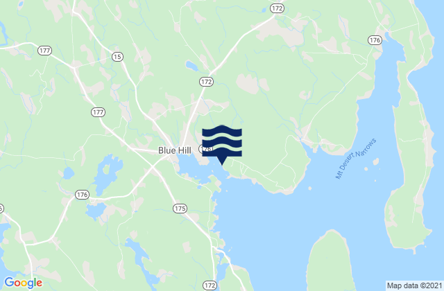 Mapa da tábua de marés em Blue Hill Harbor, United States