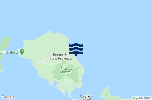 Mapa da tábua de marés em Bluff, Panama