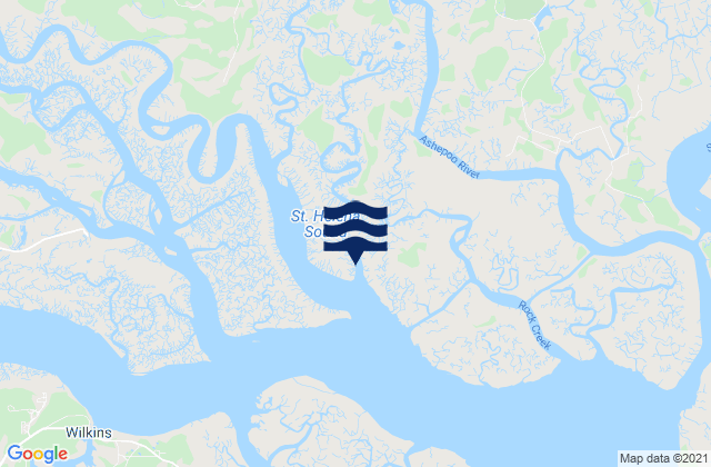 Mapa da tábua de marés em Bluff Islands, United States