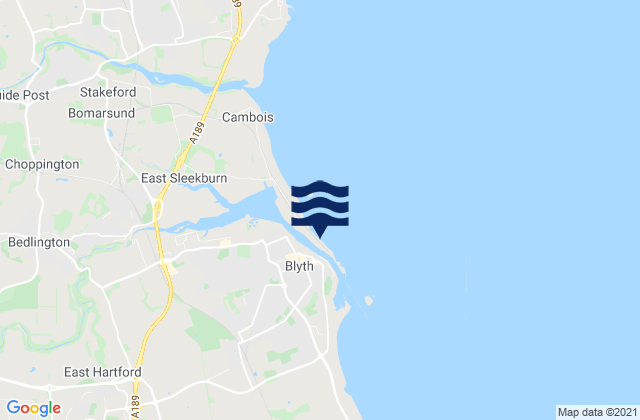 Mapa da tábua de marés em Blyth, United Kingdom