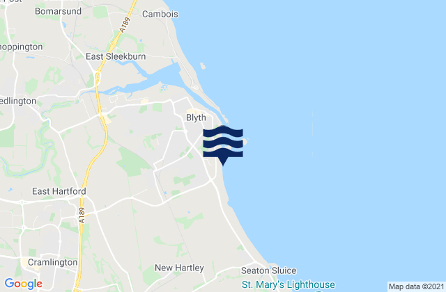 Mapa da tábua de marés em Blyth South Beach, United Kingdom