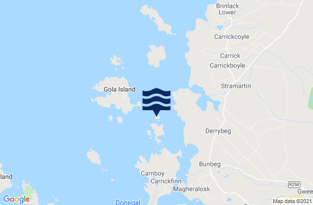 Mapa da tábua de marés em Bo Island, Ireland