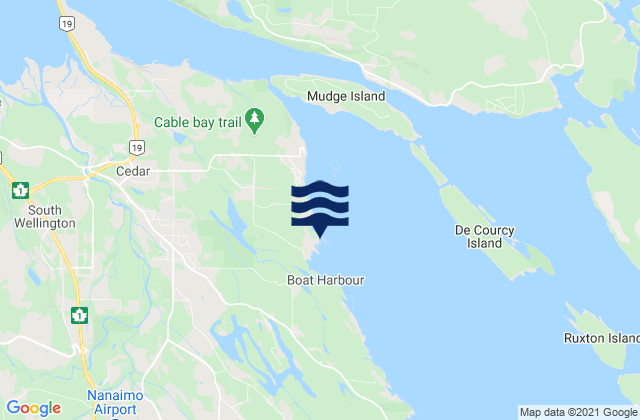 Mapa da tábua de marés em Boat Harbour, Canada