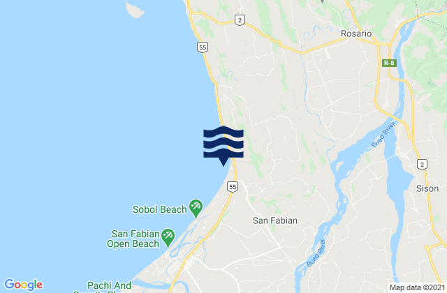 Mapa da tábua de marés em Bobonan, Philippines