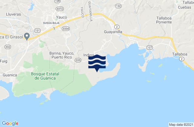 Mapa da tábua de marés em Boca Barrio, Puerto Rico