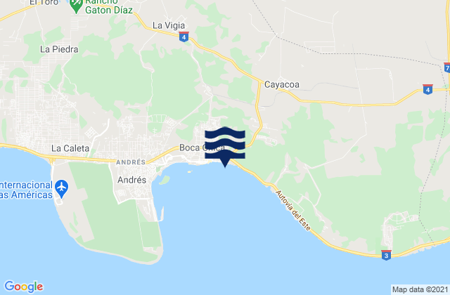 Mapa da tábua de marés em Boca Chica, Dominican Republic