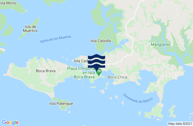 Mapa da tábua de marés em Boca Chica, Panama