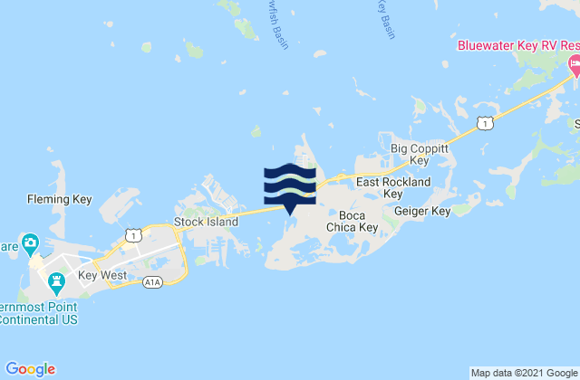 Mapa da tábua de marés em Boca Chica Marina, United States