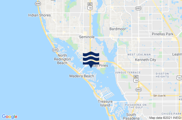 Mapa da tábua de marés em Boca Ciega Bay, United States