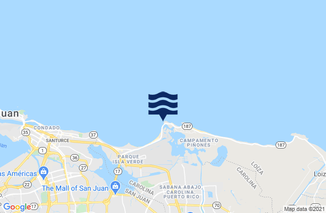 Mapa da tábua de marés em Boca De Cangrejos, Puerto Rico