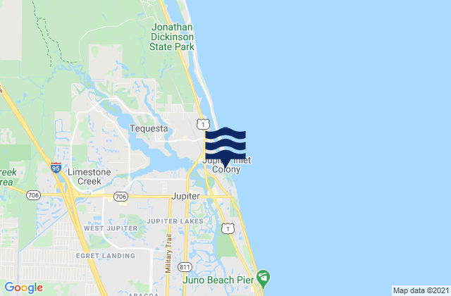 Mapa da tábua de marés em Boca Inlet, United States
