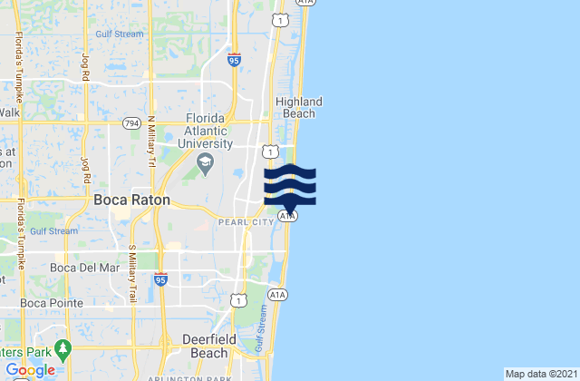 Mapa da tábua de marés em Boca Raton, United States