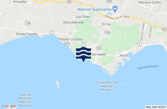 Mapa da tábua de marés em Boca Velázquez Barrio, Puerto Rico