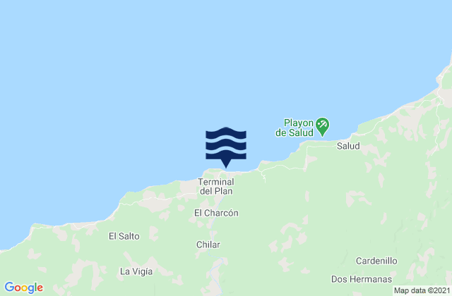Mapa da tábua de marés em Boca de Río Indio, Panama