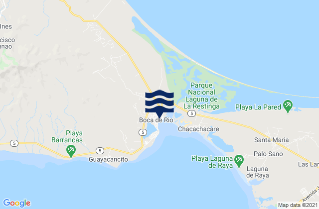 Mapa da tábua de marés em Boca de Río, Venezuela