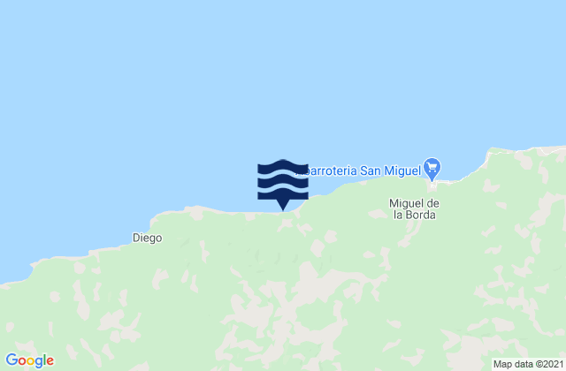 Mapa da tábua de marés em Boca del Guásimo, Panama