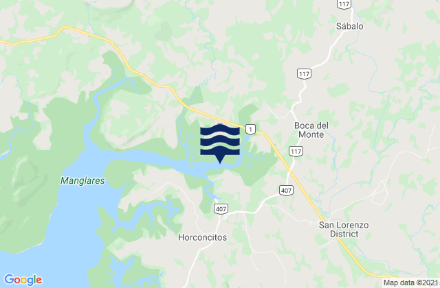Mapa da tábua de marés em Boca del Monte, Panama