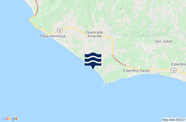 Mapa da tábua de marés em Boca del Río Tusubres, Costa Rica