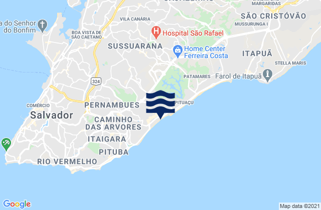 Mapa da tábua de marés em Boca do Poco, Brazil