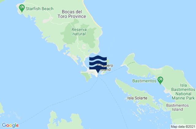 Mapa da tábua de marés em Bocas del Toro, Panama