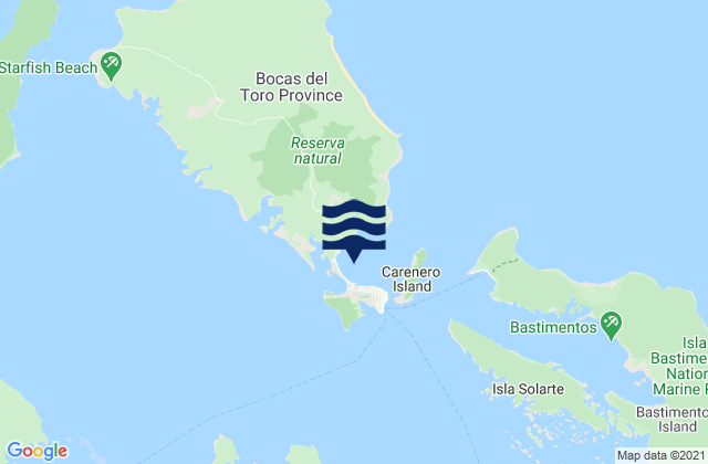 Mapa da tábua de marés em Bocas del Toro, Panama