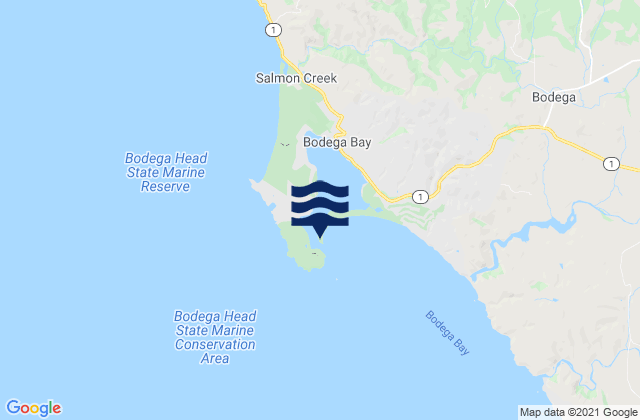 Mapa da tábua de marés em Bodega Harbor Entrance, United States