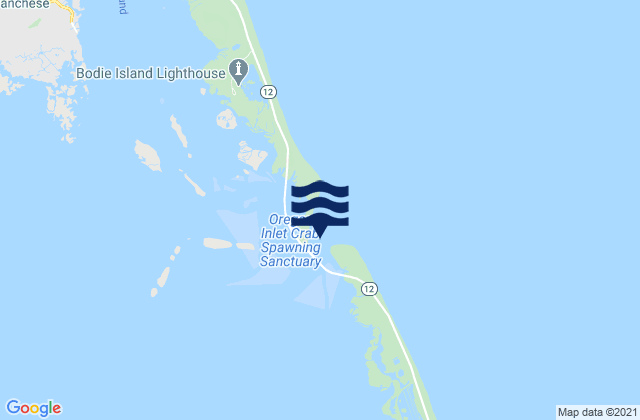 Mapa da tábua de marés em Bodie Island-Pea Island between, United States