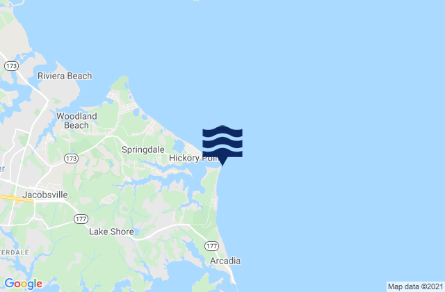 Mapa da tábua de marés em Bodkin Point, United States