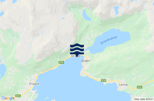 Mapa da tábua de marés em Bogen, Norway