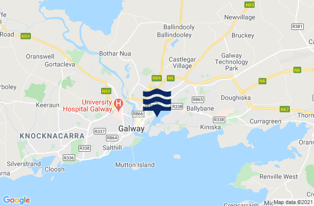 Mapa da tábua de marés em Boghilmore Island, Ireland