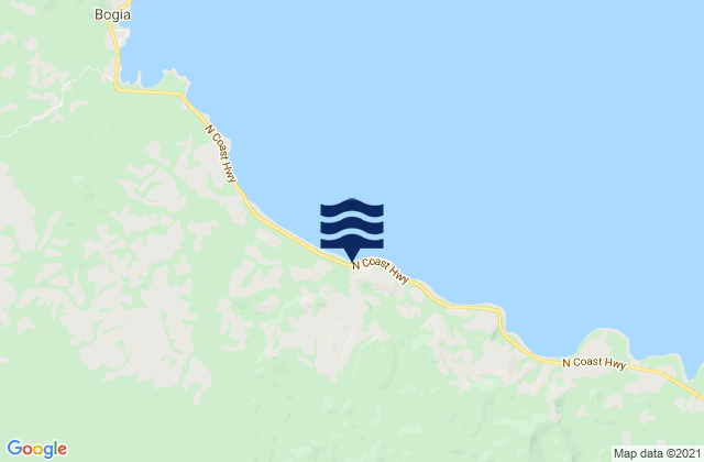 Mapa da tábua de marés em Bogia, Papua New Guinea