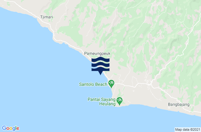 Mapa da tábua de marés em Bojong, Indonesia