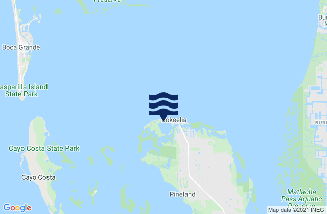 Mapa da tábua de marés em Bokeelia Island, United States