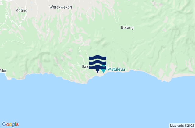 Mapa da tábua de marés em Bola, Indonesia