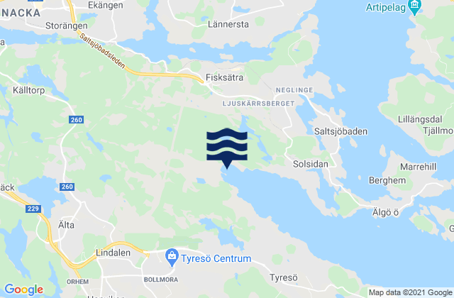 Mapa da tábua de marés em Bollmora, Sweden