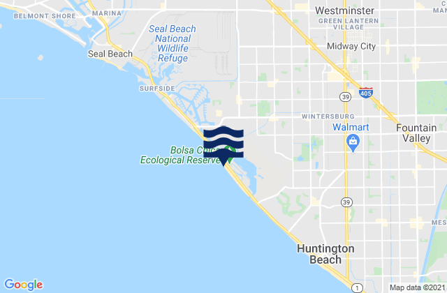 Mapa da tábua de marés em Bolsa Chica State Beach, United States